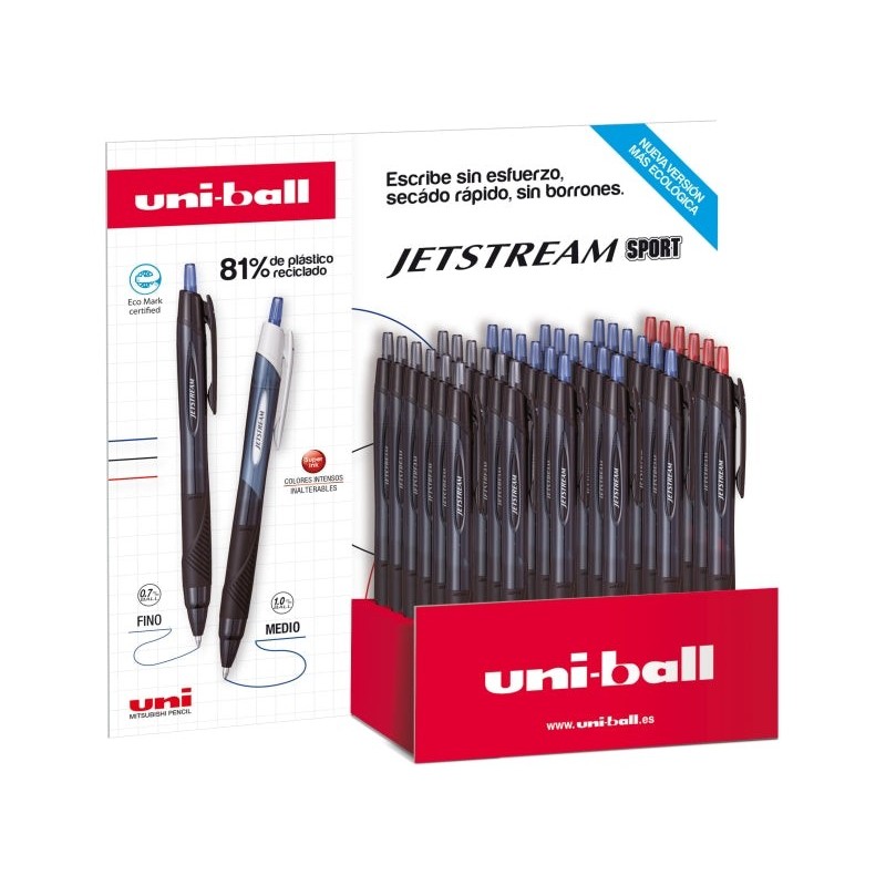 Uni-ball SXN-157E JetStream Sport Display of 36 Retractable Pens - 0,7mm Ball Tip - Water and Light Resistant Pigmented Ink