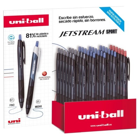 Uni-ball SXN-157E JetStream Sport Display of 36 Retractable Pens - 0,7mm Ball Tip - Water and Light Resistant Pigmented Ink