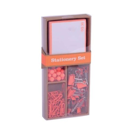 Ensemble de bureau Apli Fluor Collection - 25 épingles, 80 pinces 28 mm, 20 pinces pliantes 19 mm et 100 feuilles de notes