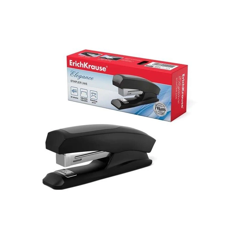 Grampeador de mesa Erichkrause Elegance Half-Strip - Grampeia até 30 folhas - Grampeamento aberto e fechado - Aceita grampos