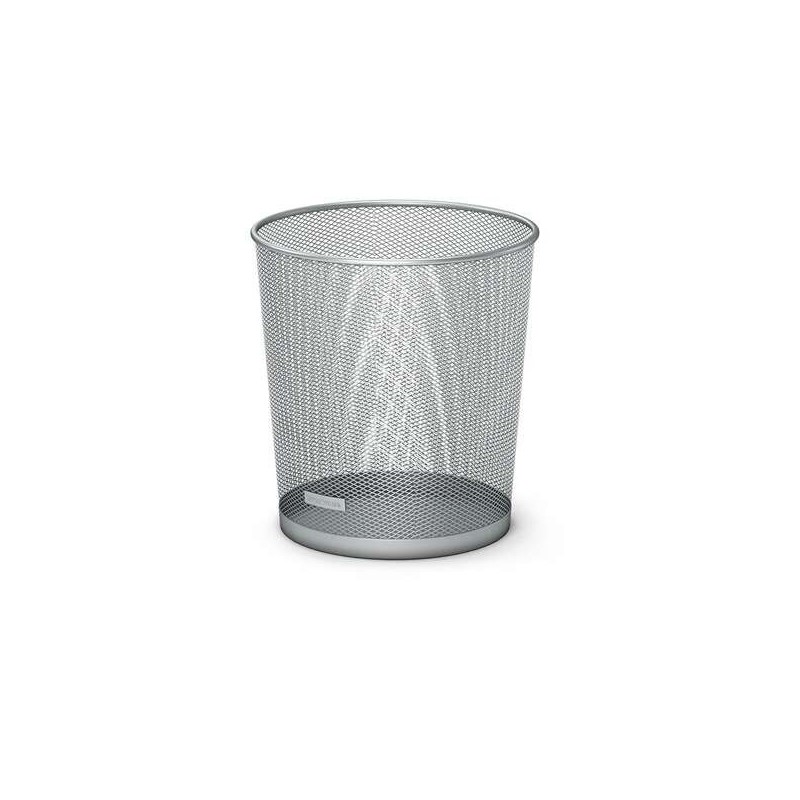 Erichkrause Compass 12L Trash Can - Round Base - Stainless Steel - Ideal for Offices - Silver Color