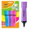 Bic Marking Highlighter Flat Pack de 3 Marcadores Fluorescentes - Punta Biselada - Trazo entre 1.20 y 4.60 mm - Tinta con Base