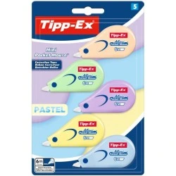 Tipp-Ex Mini Pocket Mouse Pastel Pack con 5 Cintas Correctoras 5mm x 6m - Resistente - Escritura Instantanea