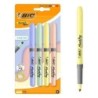Bic Highlighter Grip Pack with 4 Pastel Fluorescent Markers - Chisel Tip - Line between 1,60 and 3,30 mm - Textured Grip