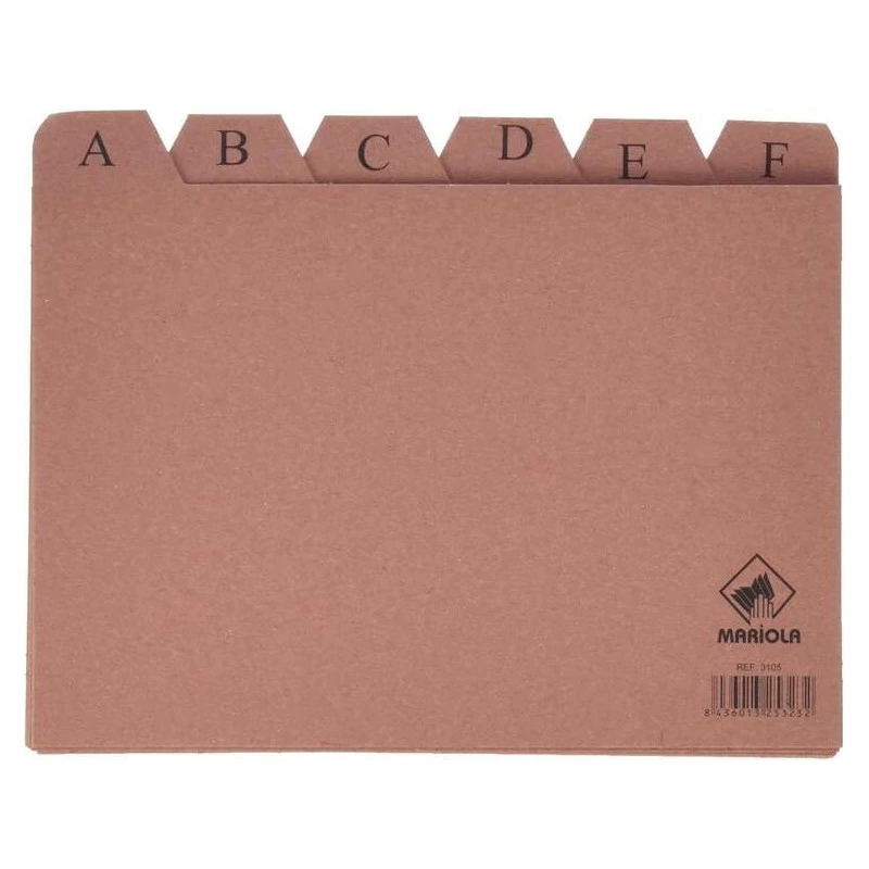 Mariola A-Z Índice Nº5 para Arquivo - Medidas 215x160mm - Cor Castanha