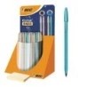 Display Bic Cristal Glace com 40 Canetas Esferográficas - Corpo Opaco em Cores Metálicas Foscas - Ponta Redonda de 1mm - Traço