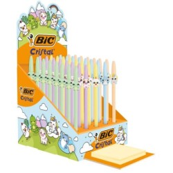 Display Bic Cristal Pastel Figurinhas com 40 Canetas Esferográficas - Corpo Opaco em Cores Pastel com Figuras de Animais