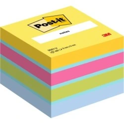 Post-It Cube of 400 Repositionable Sticky Notes - Square Shape - 51x51mm - Assorted Colors