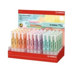 Stabilo Swing Cool Pastel Expositor de 48 Marcadores Fluorescentes - Cuerpo Plano - Punta Biselada - Trazo entre 1 y 4mm