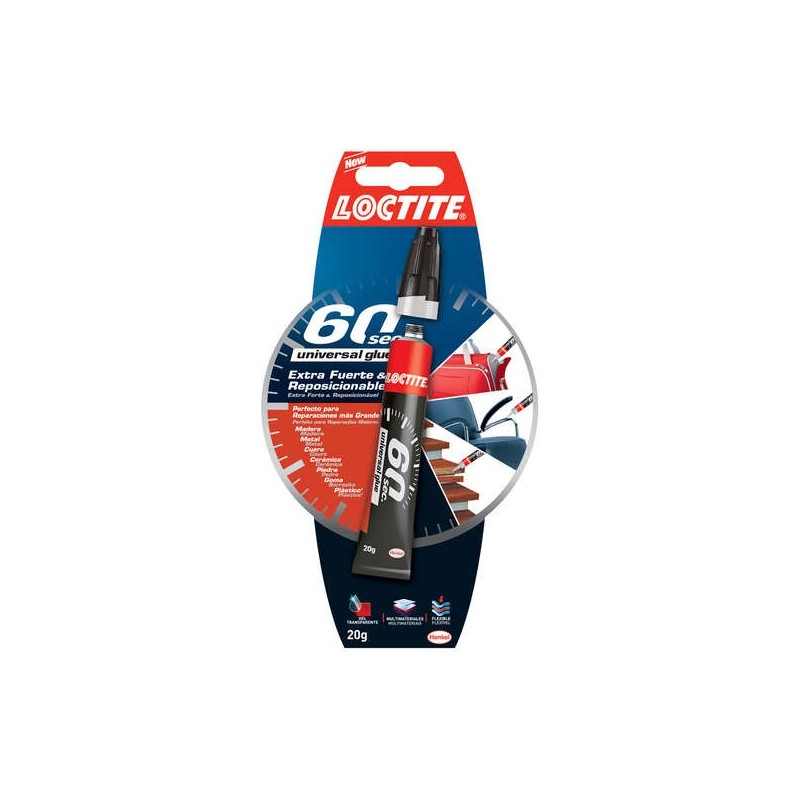 Loctite 60Sec Pegamento Extrafuerte 20gr - Pega en 60 Segundos - Adhesivo Reposicionable en Gel Transparente - Ideal para