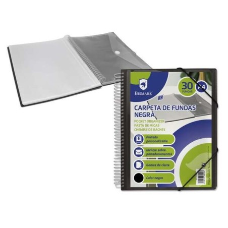 Bismark Folder with 30 Transparent Covers - A4 Format - Includes Document Holder Envelope - Rubber Closure