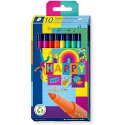 Staedtler Triplus Cor 323 Pacote de 10 marcadores de ponta fina - Curso 1 mm aproximadamente - Tinta à base de água - Cores