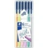Staedtler Triplus Color 323 Pack de 6 Rotuladores de Punta Fina - Trazo 1mm Aprox - Tinta Base de Agua - Colores Surtidos