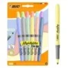 Bic Highlighter Grip Pastel Pack con 12 Marcadores Fluorescentes Pastel - Punta Biselada - Trazo entre 1.60 y 3.30 mm - Grip