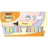 Bic Marking Highlighter Flat Pastel Pack of 10 Fluorescent Markers - Chisel Tip - Line between 1,20 and 4,60 mm - Water-Based