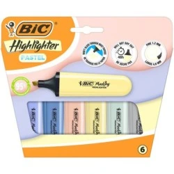 Bic Marking Highlighter Flat Pastel Mineral Pack de 6 Marcadores Fluorescentes - Punta Biselada - Trazo entre 1.20 y 4.60 mm