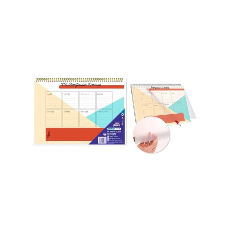 Ingraf Planificador Semanal A4 - Medidas 29x21cm - Espiral con Tapa de Polipropileno - 50 Hojas de 80grs