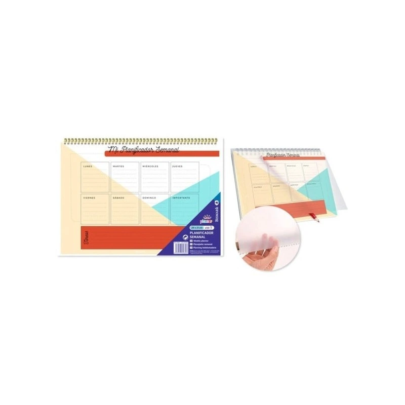 Ingraf Planificador Semanal A4 - Medidas 29x21cm - Espiral con Tapa de Polipropileno - 50 Hojas de 80grs