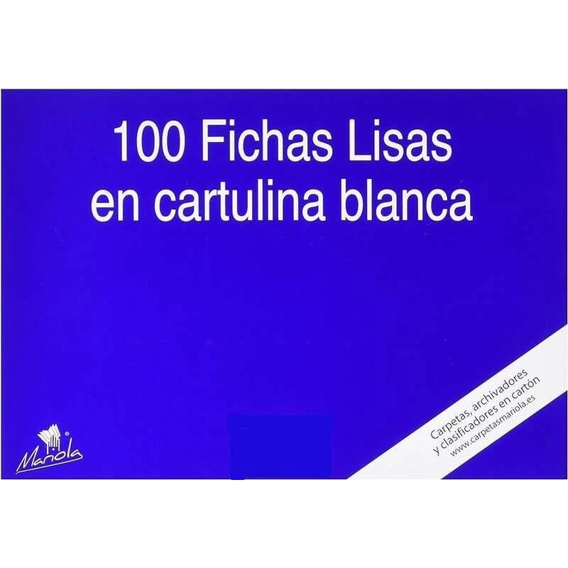 Mariola Pack de 100 Cartes Lisses N° 5 pour Classeur - Dimensions 215x160mm - Couleur Blanc