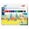 Staedtler Noris Jumbo 340 Lot de 12 marqueurs Jumbo - Pointe fibre - Course 3 mm - Facilement lavable - Encre à base d'eau