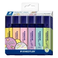 Staedtler Textsurfer Classic 364 Pastel Pack de 6 Marcadores Fluorescentes - Secado Rapido - Trazo 1 - 5mm Aprox - Colores