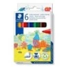 Staedtler Noris Jumbo 340 Pack de 6 Rotuladores Jumbo - Punta de Fibra - Trazo 3mm - Tapa Ventilada - Colores Surtidos
