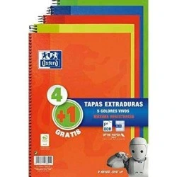 Pack 5 Cahiers à Spirale Oxford Classic Write & Erase Format Folio Carré 4x4mm - 80 Feuilles - Couvertures Extra Rigides avec