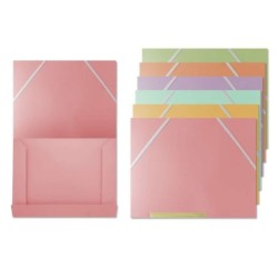 Pacote Bismark com 6 Pastas de Aba de Polipropileno - Tamanho A4 - Fecho de Borracha - Cores Pastel Sortidas