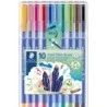 Staedtler Triplus Cor 323 Pacote de 10 marcadores de ponta fina - Curso de aproximadamente 1 mm - Tinta à base de água