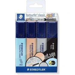 Staedtler Textsurfer Classic 364 Pack of 4 Fluorescent Markers - Quick Dry - Stroke 1 - 5mm Approx - Assorted Colors