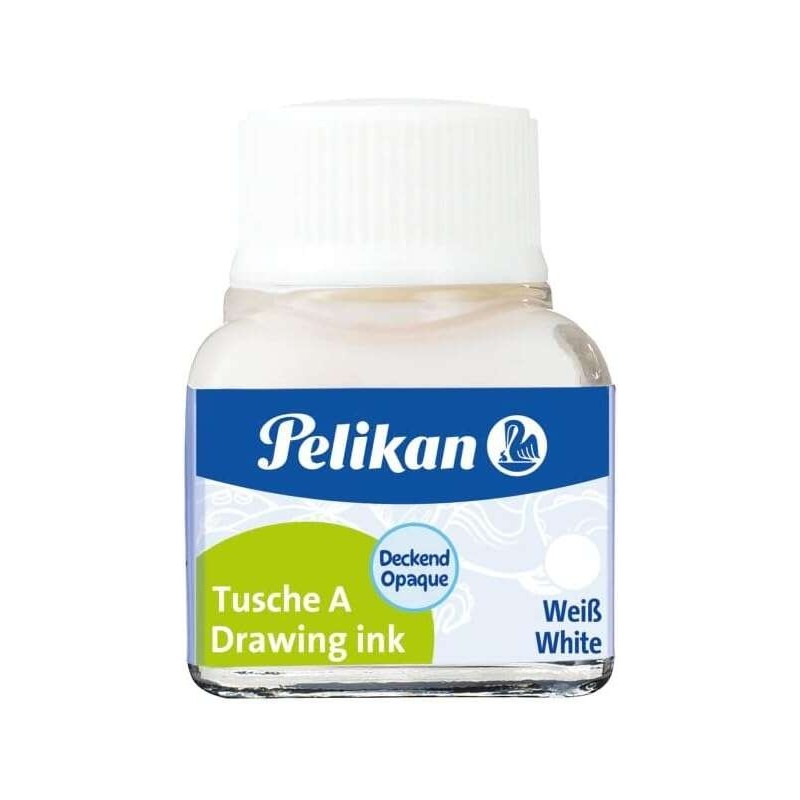 Tinta Chinesa Pelikan 523 10ml N.18 - 10ml - Resistente à água - Secagem Rápida - Cor Branca