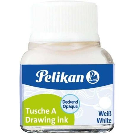 Pelikan Tinta China 523 10ml N.18 - 10ml - Resistente al Agua - Secado Rapido - Color Blanco