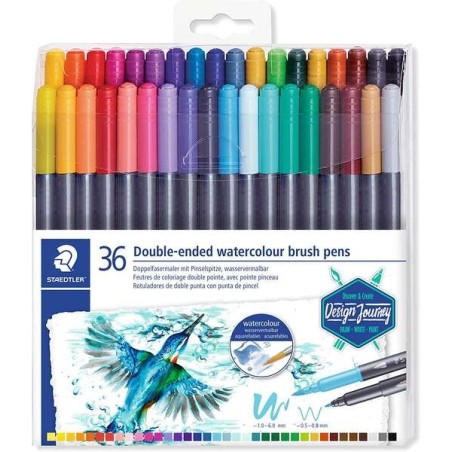 Staedtler 3001 Pack de 36 marqueurs aquarelle double pointe - Couleurs assorties