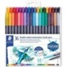 Staedtler 3001 Pack de 36 marqueurs aquarelle double pointe - Couleurs assorties