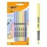 Bic Highlighter Grip Pastel Pack with 6 Fluorescent Pastel Markers - Chisel Tip - Line between 1,60 and 3,30 mm - Textured Grip