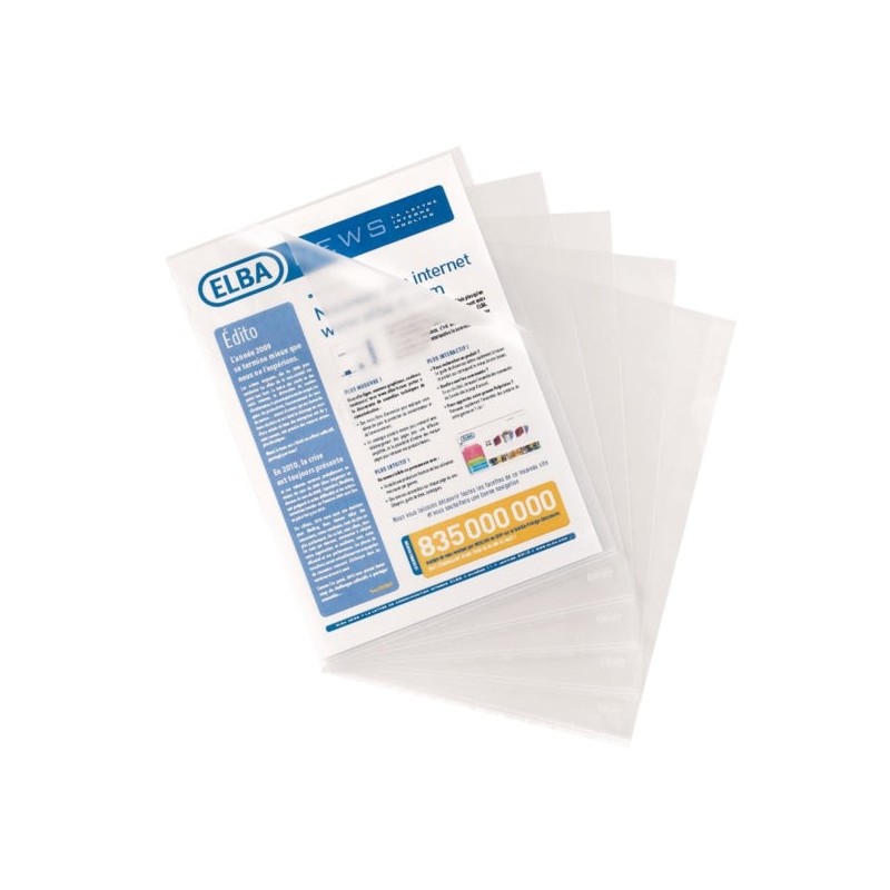 Elba Pack of 100 Nail Files Standard Folio PP 140 Μicra - Resistant and Durable - Transparent Orange Peel Finish