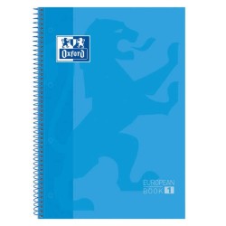 Cahier à spirale Oxford Europeanbook 1 Format A4+ Carré 5x5mm - 80 Feuilles - Bande de couleur - Couverture brillante