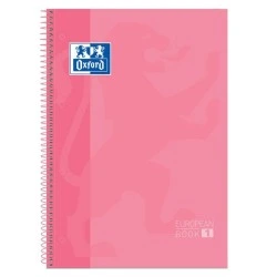 Cahier à spirale Oxford Europeanbook 1 Format A4+ Carré 5x5 mm - 80 feuilles - Bande de couleur - Couverture brillante