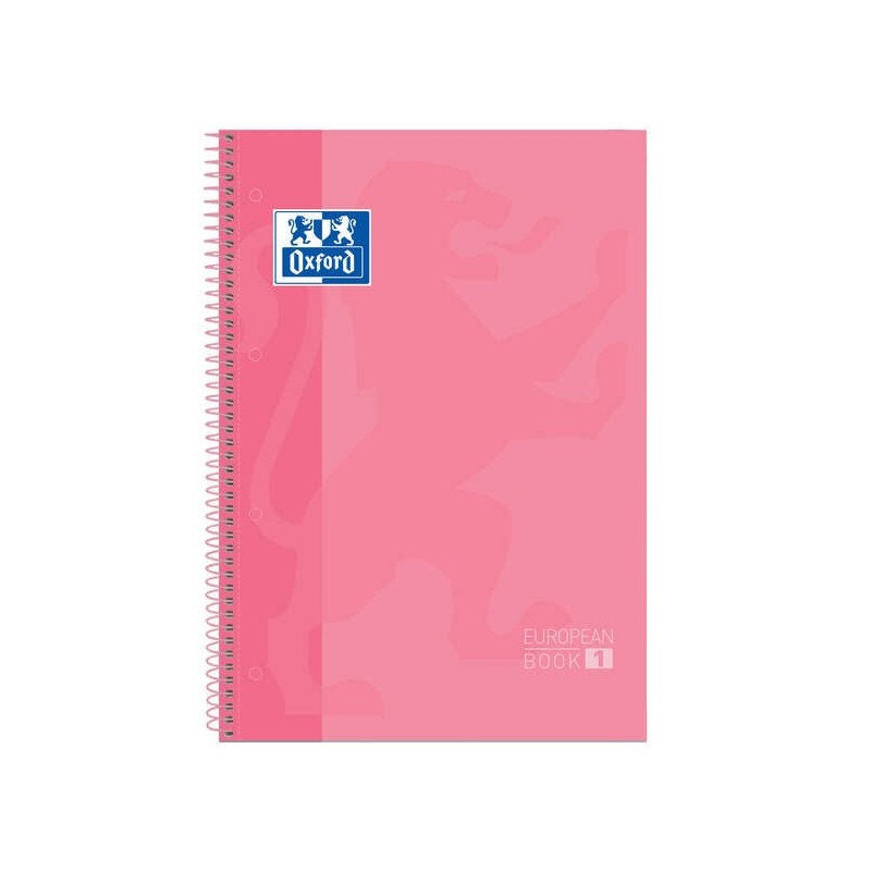 Oxford Europeanbook 1 Cuaderno Espiral Formato A4+ Cuadriculado 5x5mm - 80 Hojas - Banda de Color - Tapa Extradura Brillante