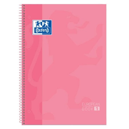 Oxford Europeanbook 1 Cuaderno Espiral Formato A4+ Cuadriculado 5x5mm - 80 Hojas - Banda de Color - Tapa Extradura Brillante