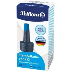 Frasco de tinta para absorventes Pelikan 28ml - Isento de óleo - Secagem rápida - Resistente à água - Cor azul intensa