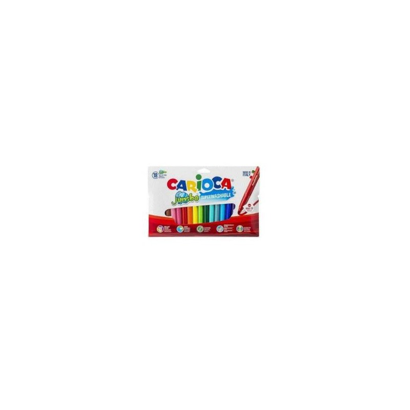Carioca Jumbo Pack de 18 Rotuladores - Punta 6mm - Superlavable - Colores Surtidos