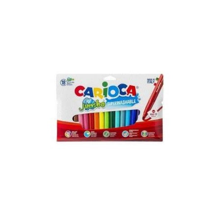Pacote Jumbo Carioca de 18 Marcadores - Ponta 6mm - Super Lavável - Cores Sortidas