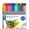 Staedtler 3200 Pacote de 36 Marcadores de Ponta Dupla - Resistentes à Pressão - Cores Sortidas