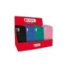 Enri Display of 20 1-Compartment Carrying Cases - Made of Neoprene - Colors Black, Pink, Blue and Green