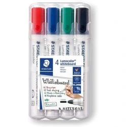 Staedtler Lumocolor 351 Pack of 4 Whiteboard Markers - Quick Dry - Assorted Colors