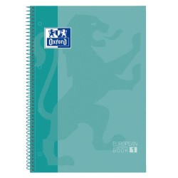 Oxford Europeanbook 1 Cuaderno Espiral Formato A4+ Cuadriculado 5x5mm - 80 Hojas - Banda de Color - Tapa Extradura Brillante
