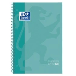 Oxford Europeanbook 1 Cuaderno Espiral Formato A4+ Cuadriculado 5x5mm - 80 Hojas - Banda de Color - Tapa Extradura Brillante