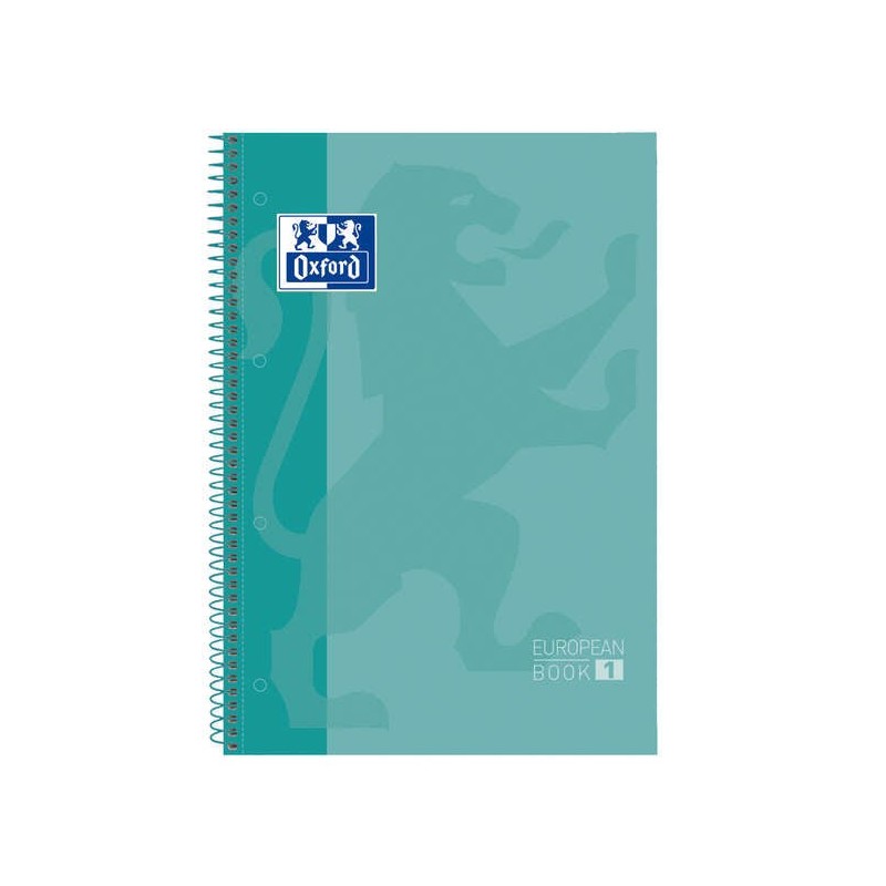 Oxford Europeanbook 1 Caderno Espiral Formato A4+ Quadriculado 5x5mm - 80 Folhas - Banda de Cor - Capa Extradura Brilhante