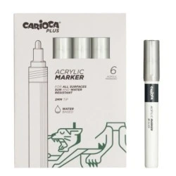 Carioca Plus Pack de 6 Marqueurs Acryliques - Pointe 2mm - Couleur Argent